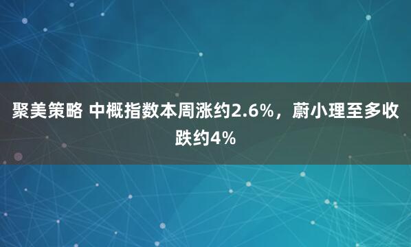 聚美策略 中概指数本周涨约2.6%，蔚小理至多收跌约4%