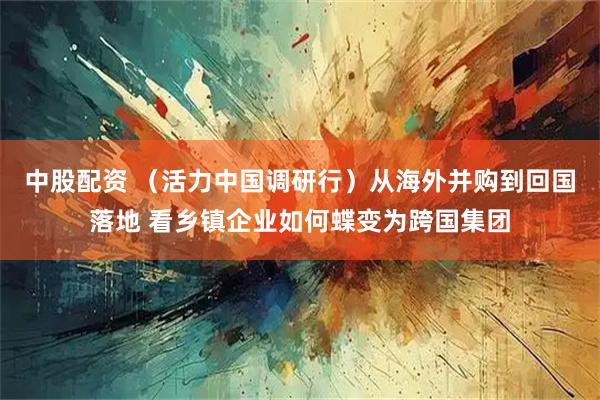 中股配资 （活力中国调研行）从海外并购到回国落地 看乡镇企业如何蝶变为跨国集团